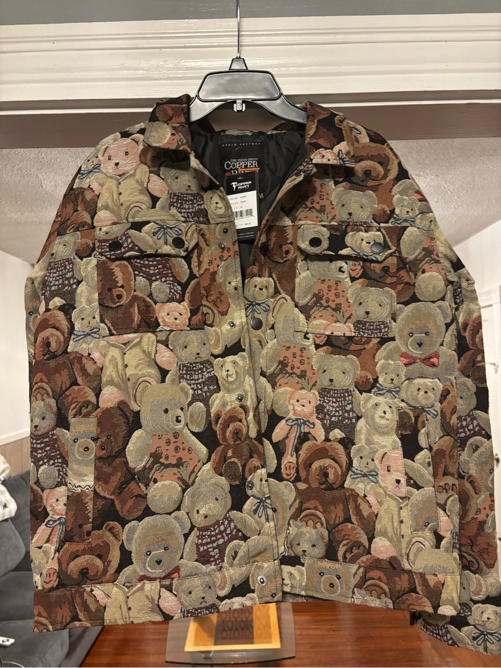 Copper Key Quilted Black Lined Women's Jacket with Floral Print
